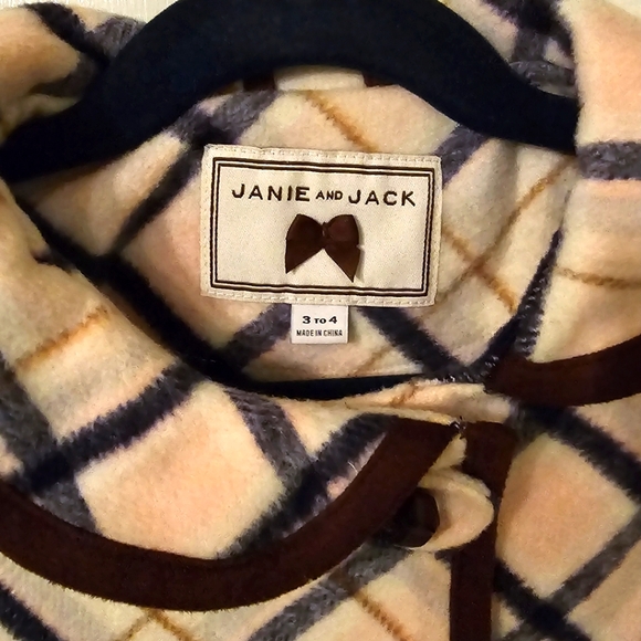 Toddler Girl's Janie and Jack Blue, Pink and Brown Plaid Cape Size 3-4 - Picture 3 of 3